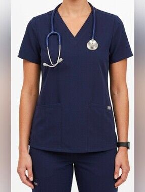 FIGS Women's Top Size Medium V-Neck Scrub Top  Navy Blue